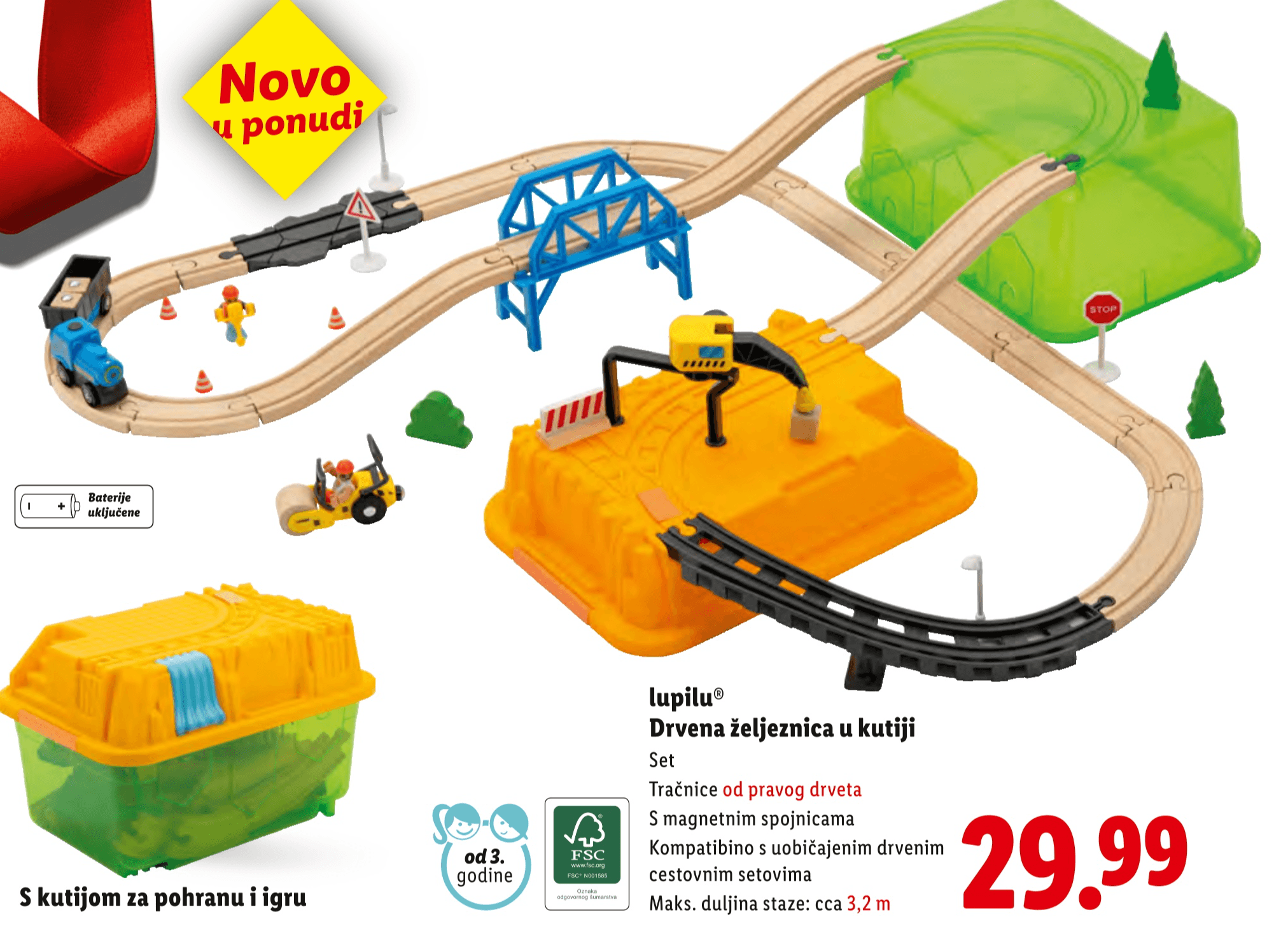 lupilu® Drvena željeznica u kutiji