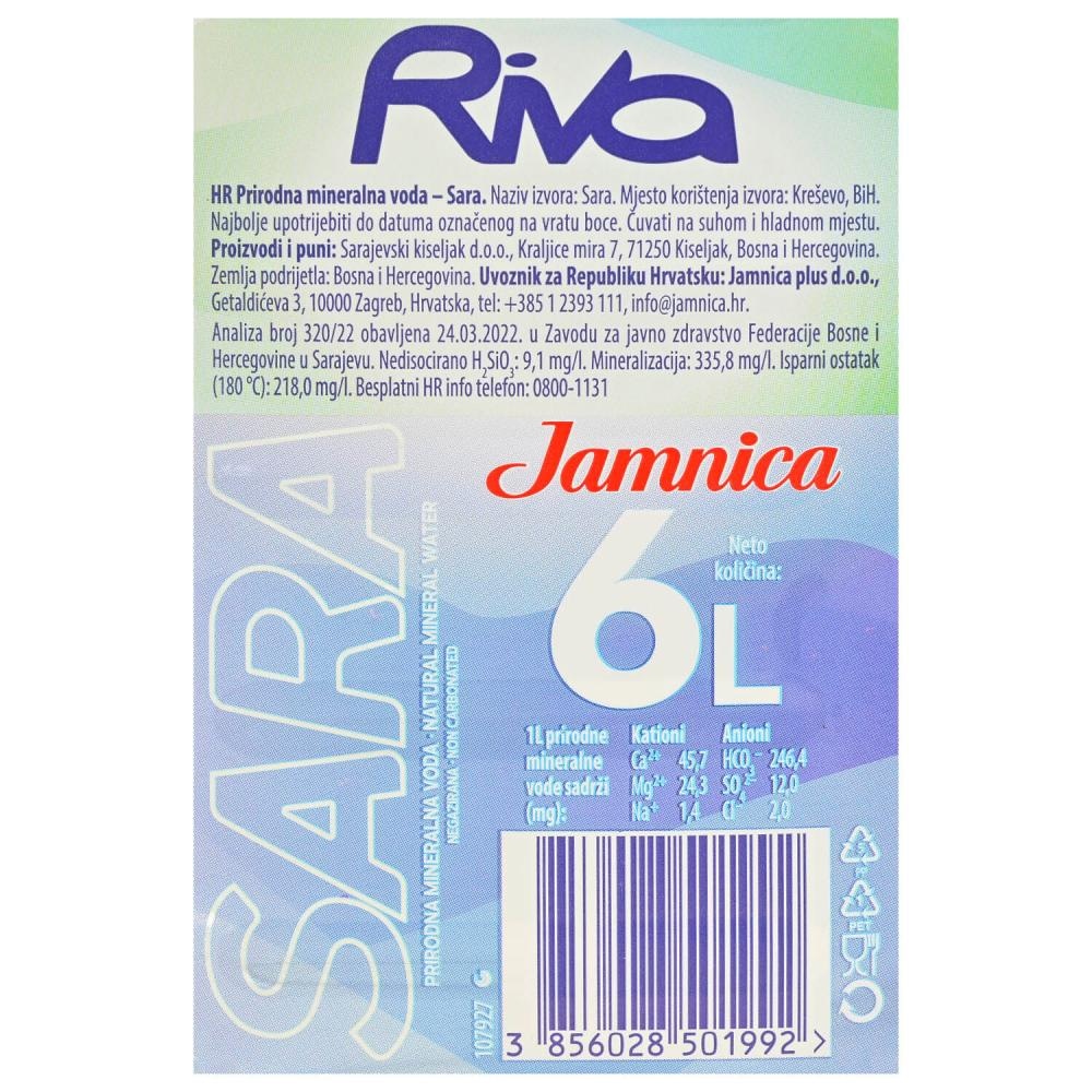 RIVA SARA Negazirana mineralna voda 6 l RIVA SARA