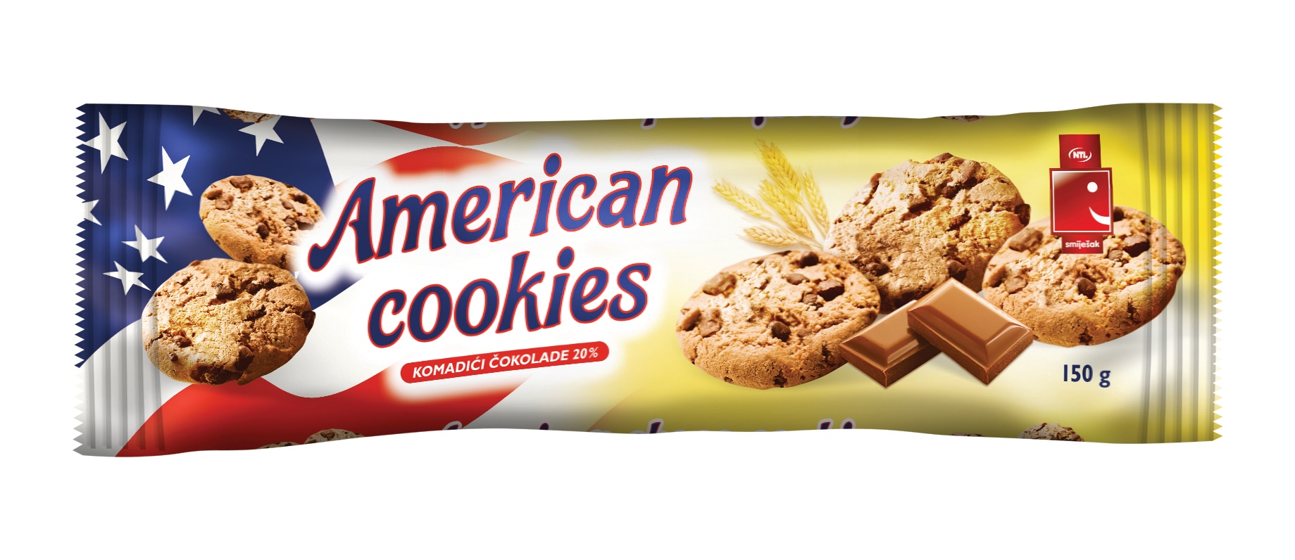Keks američki s komadićima čokolade Smiješak 150 g
