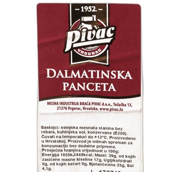 PIVAC Dalmatinska panceta narezak 100g