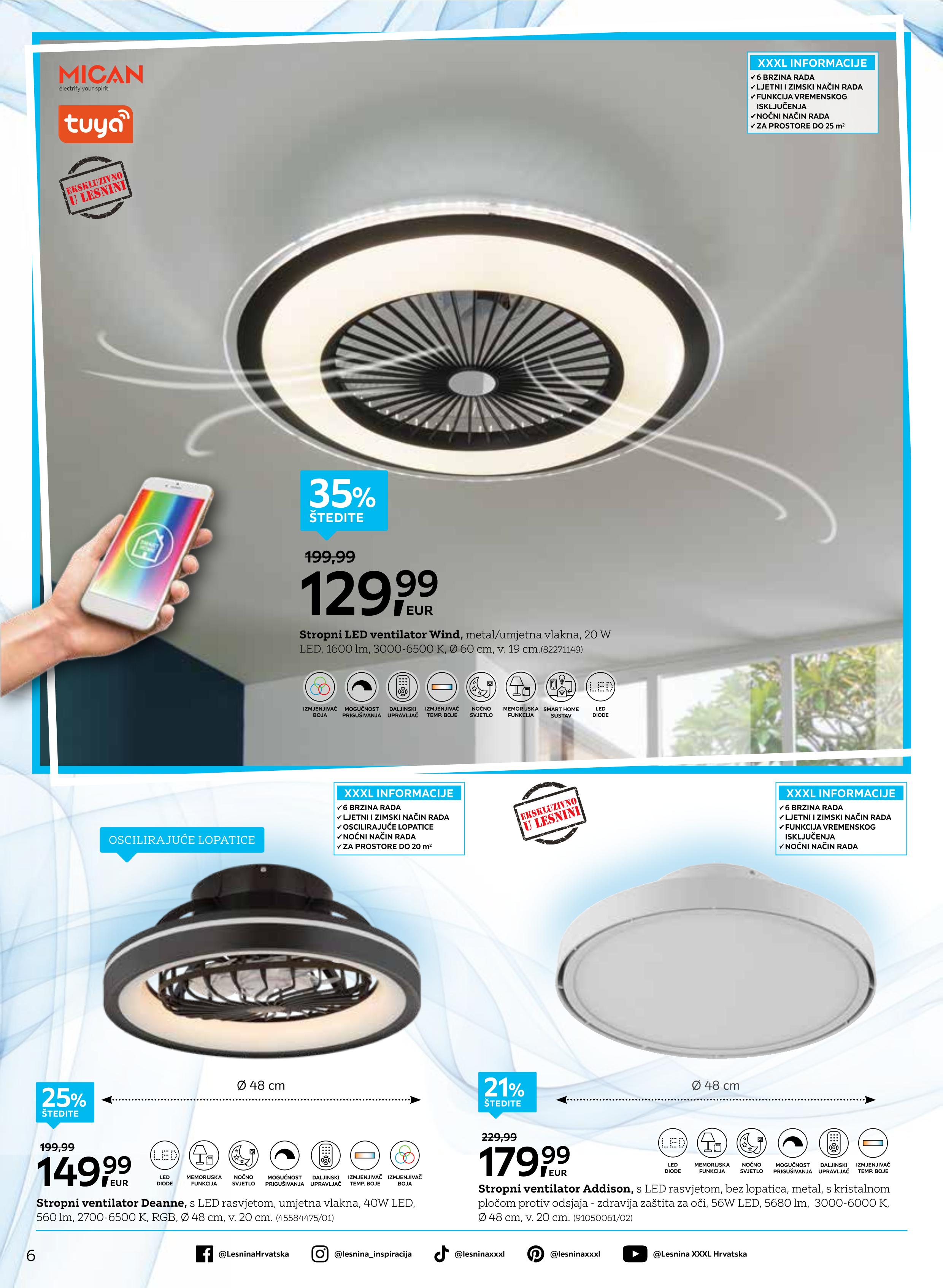Stropni led ventilator wind