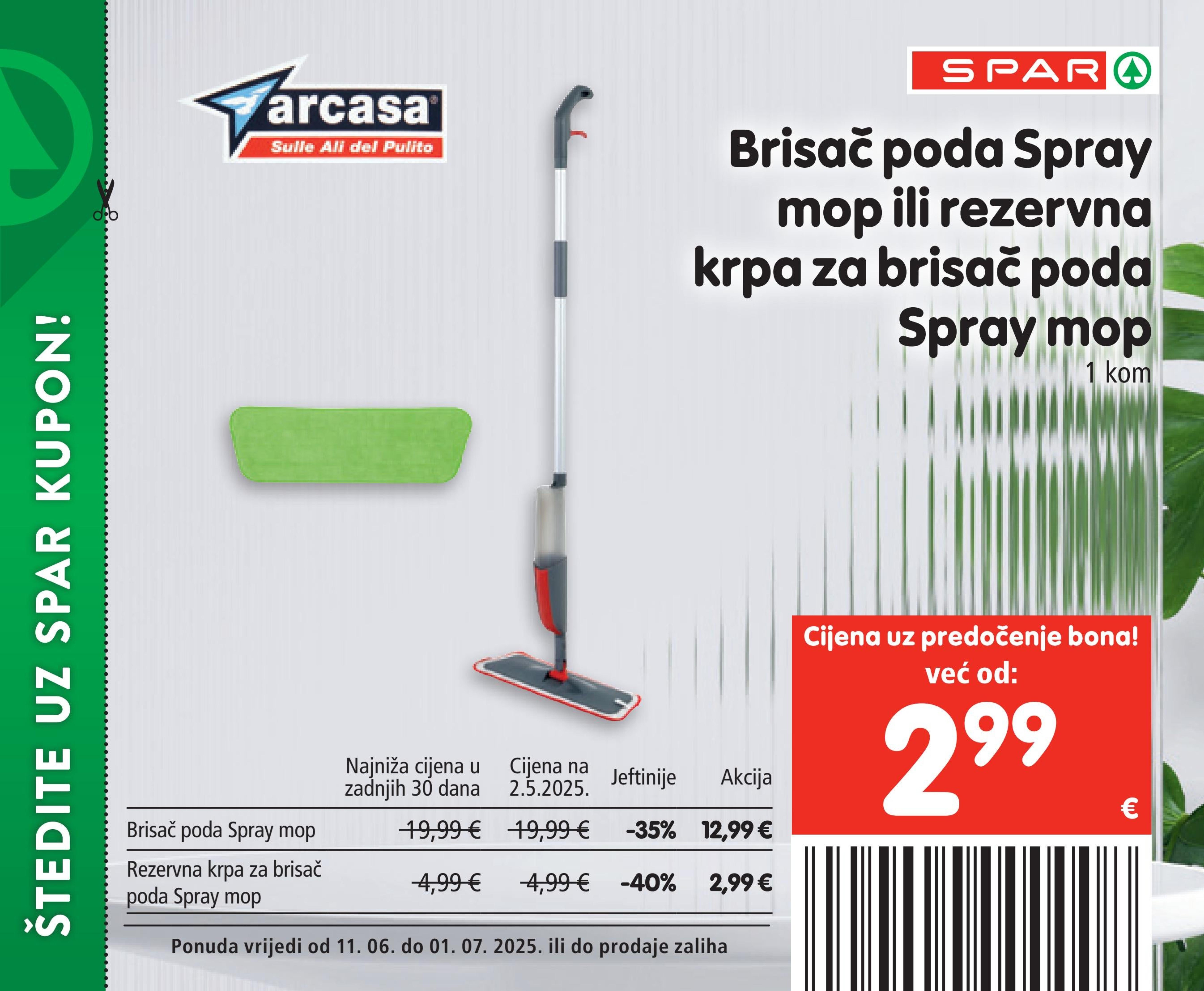 Brisač poda spray mop