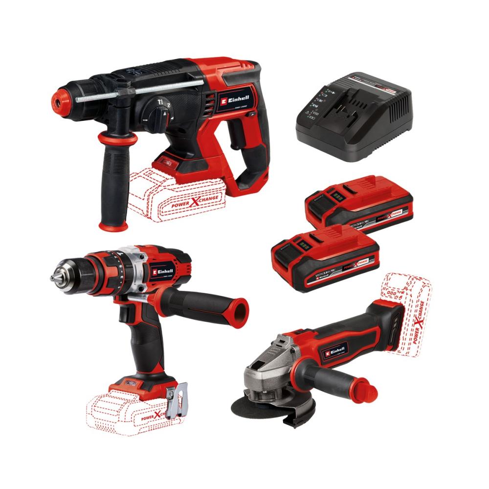 Set aku alata 'te-tk 18/3 li +2 (cd+ag+hd)' Einhell