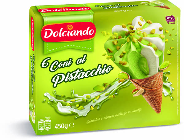 Sladoled kornet od pistacija 6 KOM, 450 g Dolciando