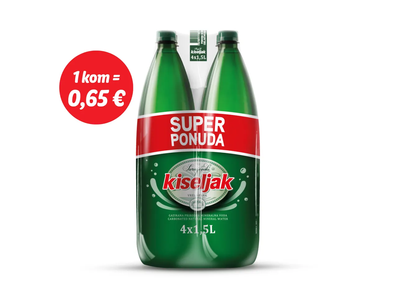 Gazirana prirodna mineralna voda 4 x 1,5 L