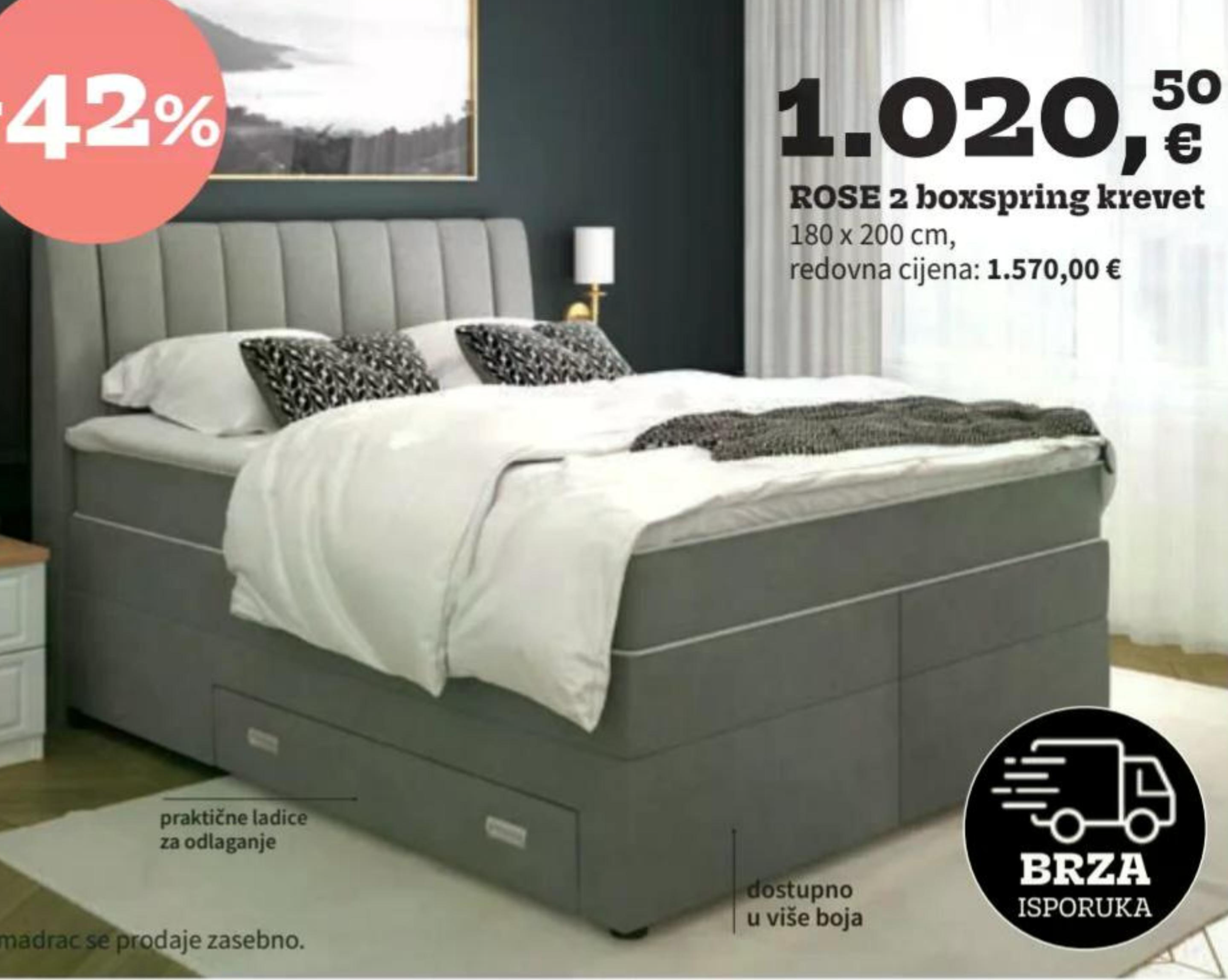 Rose 2 boxspring krevet 180 x 200 cm