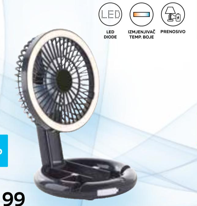 Stolna punjiva svjetiljka s ventilatorom