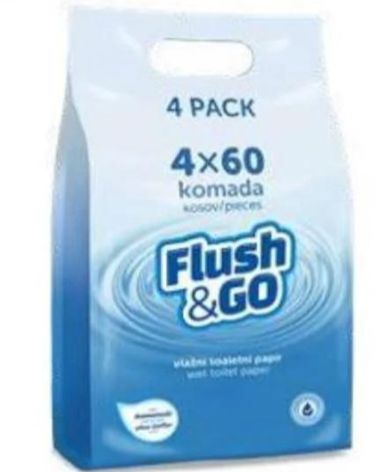 Flush & go toaletni papir vlažni 4 X 60 KOM