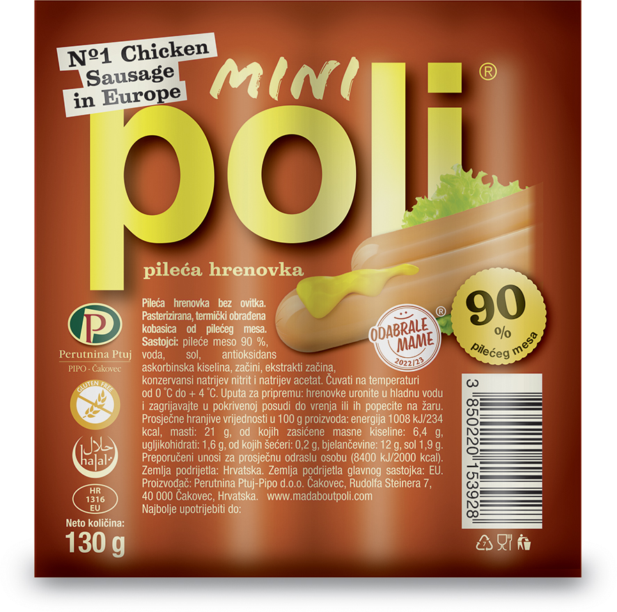 Poli hrenovke 130 g ili 330 g Perutnina Ptuj